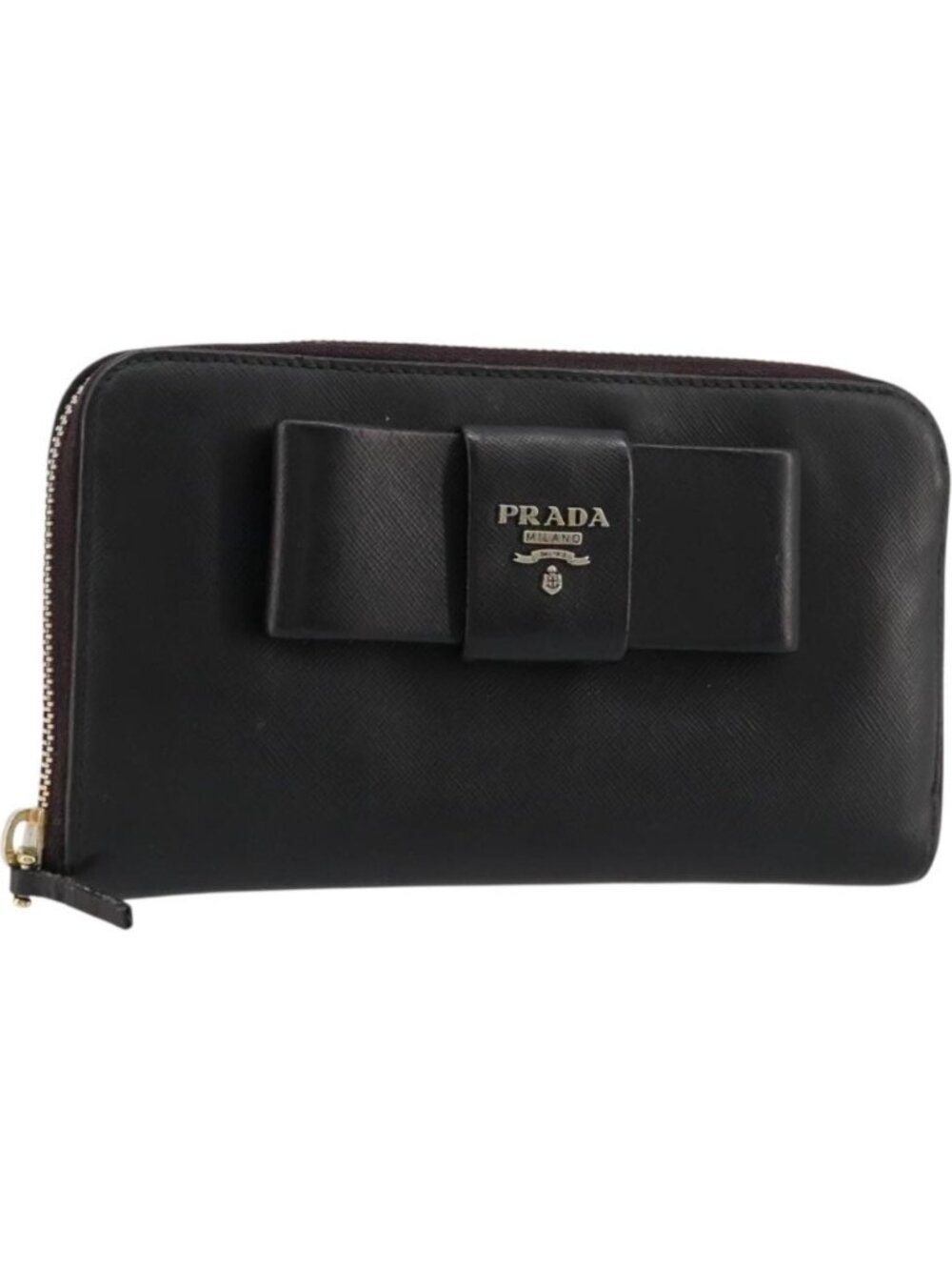 PRADA Long Wallet Safiano leather Black Gold